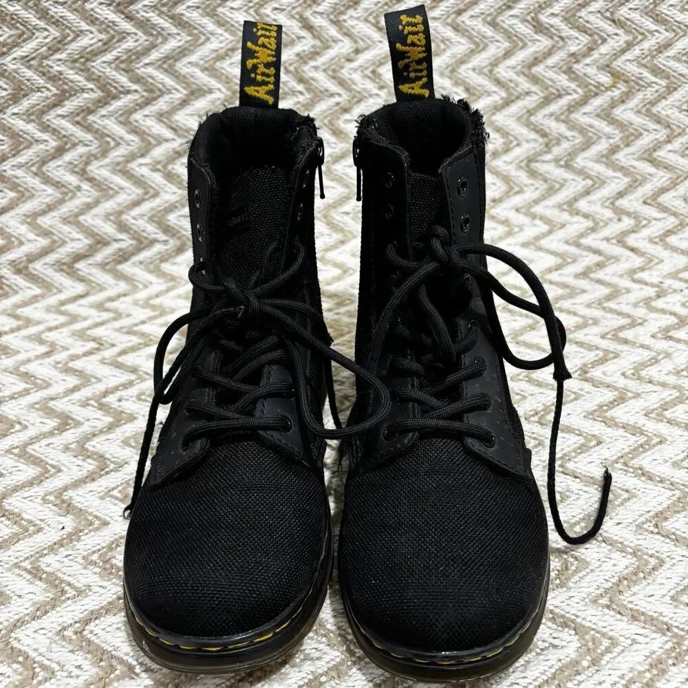 Dr. Martens COMB J Lace Up Ankle Zip Combat Boots Unisex Kids Size 2
